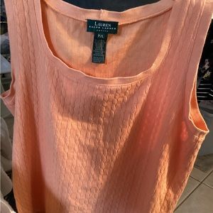 Lauren Ralph Lauren LRL Tank Sweater Women's Size PL Orange Cable Knit